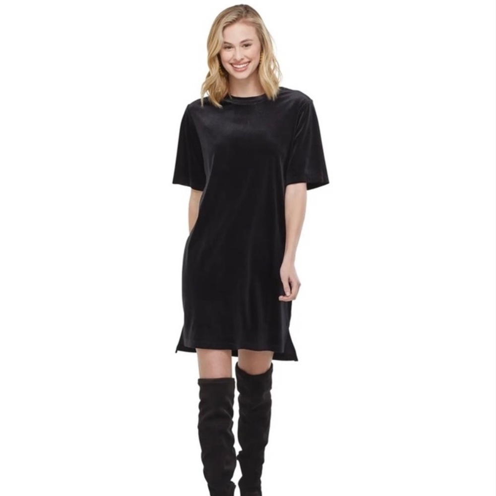 Mudpie velvet black shift dress